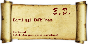 Birinyi Dénes névjegykártya